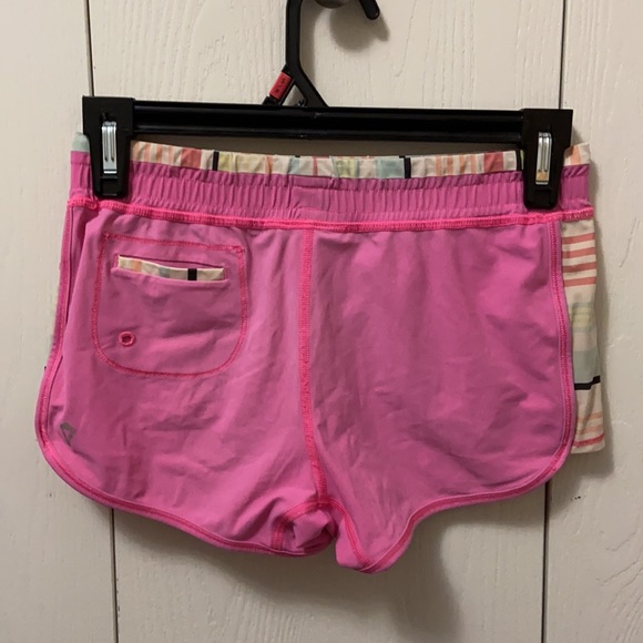 Ivivva Pink & Pastel Striped Exercise Shorts - Picture 4 of 5